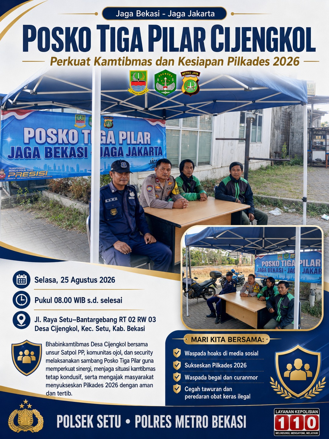 Posko Tiga Pilar Cijengkol Diperkuat, Jaga Kamtibmas dan Kesiapan Pilkades 2026