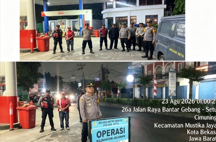 Personel Gabungan Turun Dini Hari, Polsek Setu Perkuat Patroli Kejahatan Jalanan